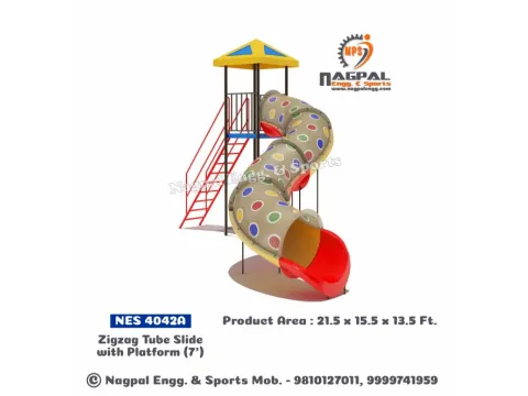 Zigzag Tube Playground Slide With Platform