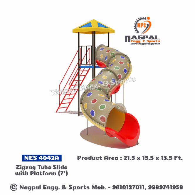 Zigzag Tube Playground Slide With Platform Manufacturers in Faridabad